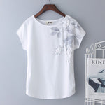 Summer Tees Tshirt Women 95% Cotton Loose Flowers Short-Sleeve T-Shirt  Female KilyClothing