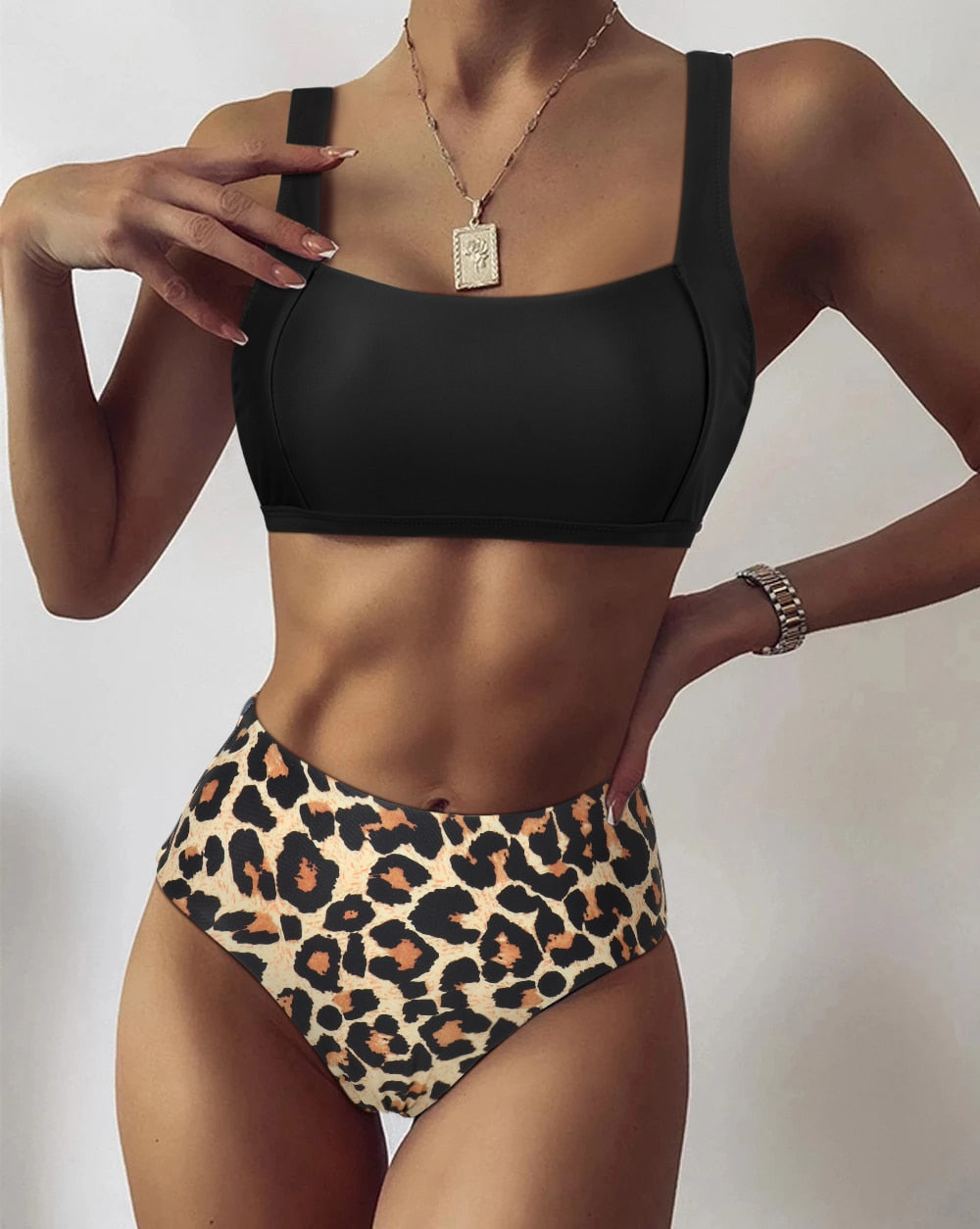 Sexy Bikini Leopard Bathing Suit High Waist Swimsuit Push Up KilyClothing