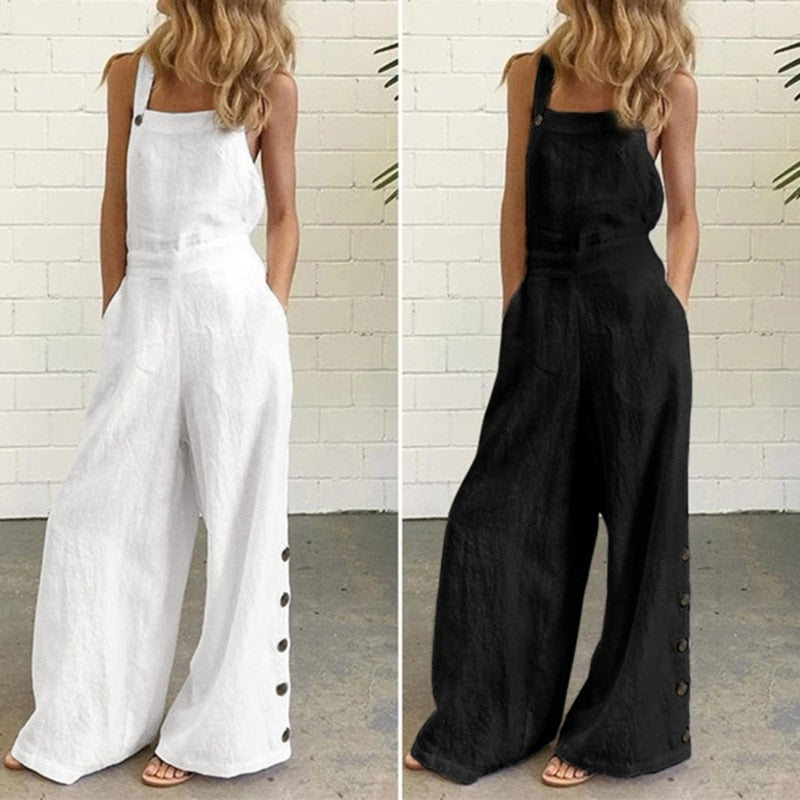 Jumpsuit Ladies Rompers Sexy Sleeveless Wide Leg Solid  Overalls KilyClothing