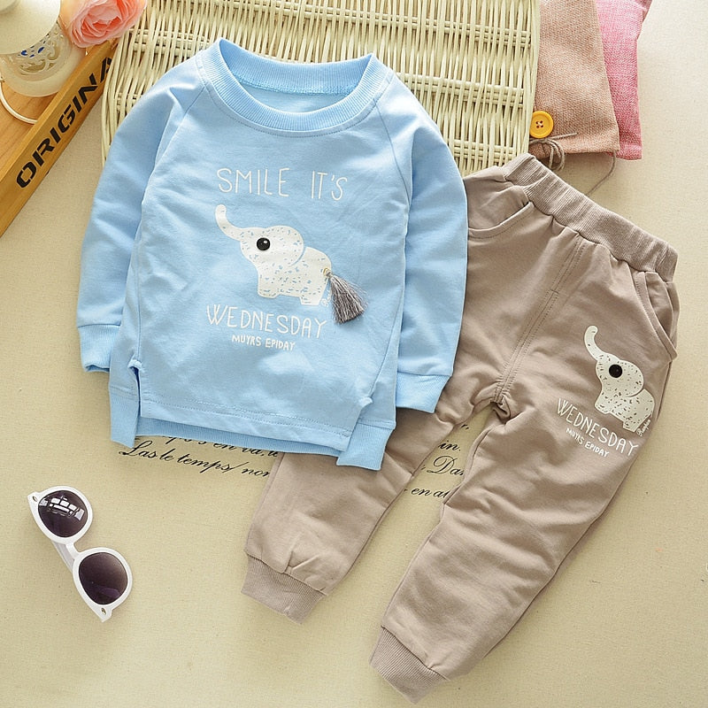 Long Sleeved Cartoon Animal Clothes Suit Kids Boys Coat + Trousers 2pcs Set 2-5Y Baby Cotton Outwear KilyClothing