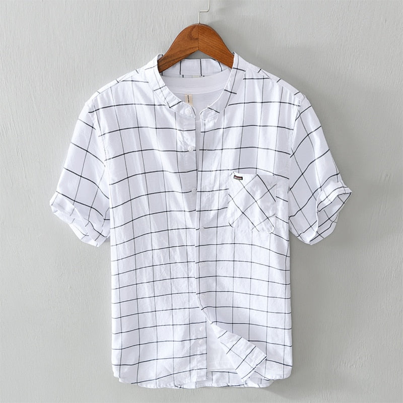 Pure cotton plaid shirt men short-sleeved brand plaid  casual KilyClothing