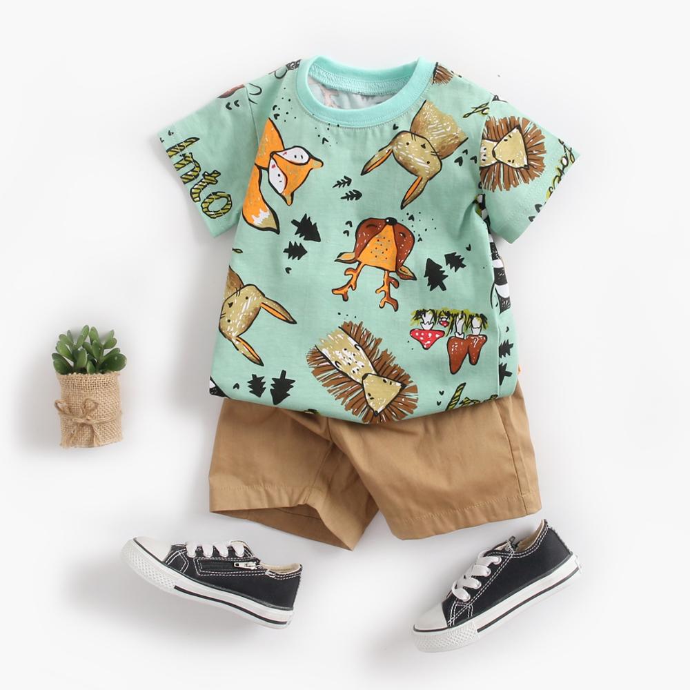 Cute Infants Boys Clothing Sets Cotton Short Sleeve Baby Tops + Shorts 2Pcs Newborn Cartoon Clothes KilyClothing