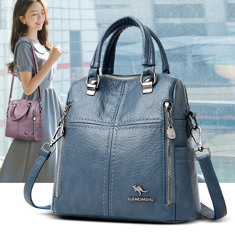 Quality Leather Backpack Women Shoulder Bag Multifunction Travel Bagpack KilyClothing