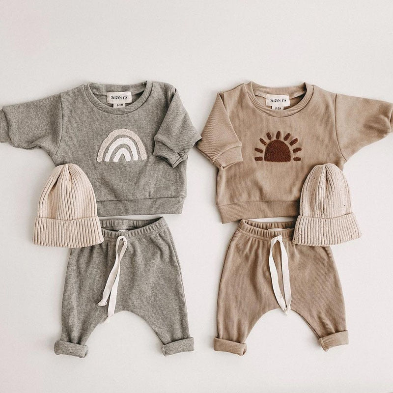 Unisex Clothes Cotton Sets Long-Sleeved Sweatshirts+Pants Infant Clothes 2pcs Suit Outfits KilyClothing