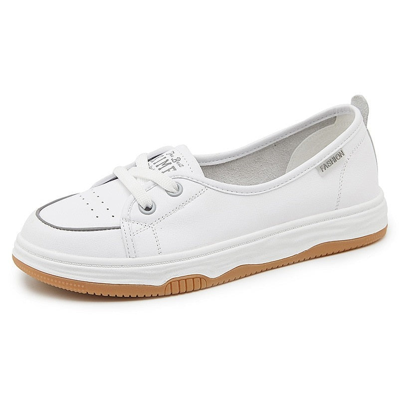 Flats High Quality  Genuine Leather Shallow Breathable Vulcanize Shoes Casual Non-slip KilyClothing