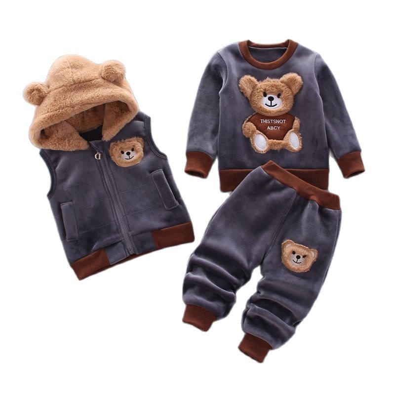 Unisex Clothing Set Hooded Outerwear Tops Pants 3PCS Outfits Kids Toddler Warm KilyClothing