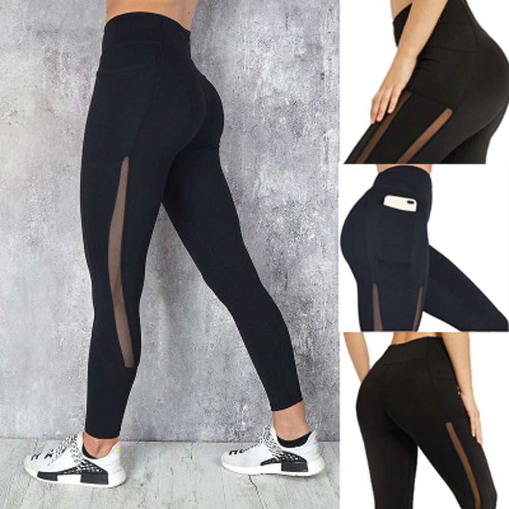 Sport Pants Fitness Gym Breathable Leggings Running Seamless Sexy Elastic Leggings with Pocket KilyClothing