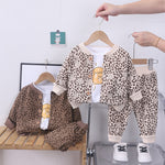 3PCS Set Unisex, Cute Leopard Print Coat And Pants Suit Children Clothing Outwear KilyClothing