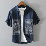 55% Linen 45% Cotton Soft Premium Shirt Men Summer Fashion Vintage Print KilyClothing