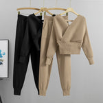 Elegant Tracksuit Sexy Two Piece Set Women Korean Style Ribbed Knitted Backless Top And Long Harem Pant KilyClothing
