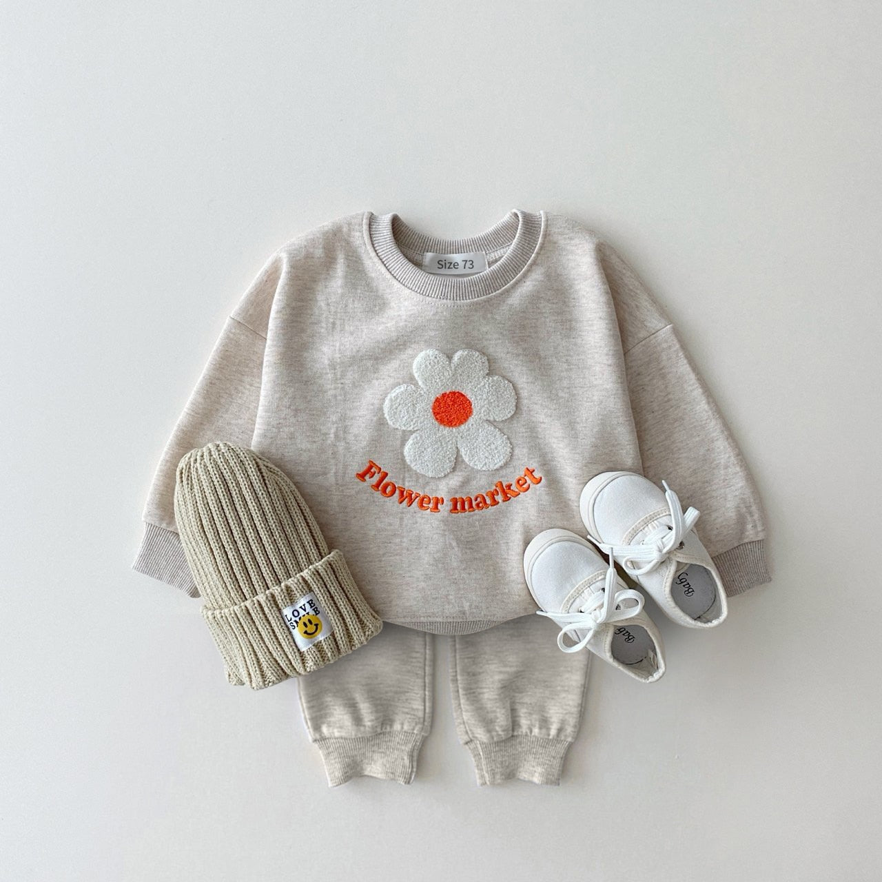 Organic Cotton Flowers Sweatshirt+Pants 2 Pcs/Set Tracksuit Toddler Girl KilyClothing