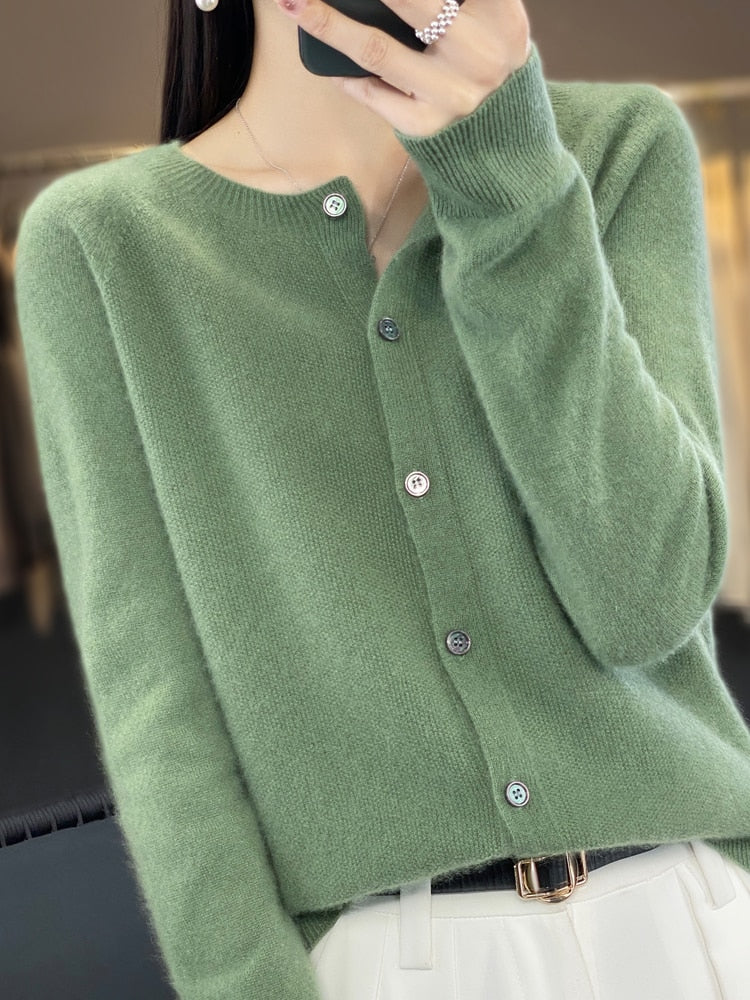 Long Sleeve Women Knitwear Cashmere Knit 100% Pure Merino Wool KilyClothing