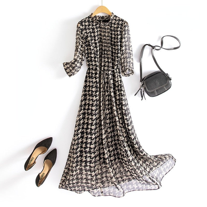 Bodycon Dress 100% Mulberry Silk Dresses for Women O-neck Half Sleeve A-line KilyClothing
