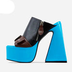 Sexy High Heels Thick Platform Shoes Black Blue Dress Party Casual Female Slippers KilyClothing