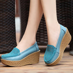 Flat Platform Shoes Ladies Genuine Leather Wedge Moccasins Loafers Slip On thick soled KilyClothing