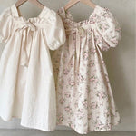 Dress Children Bubble Sleeve Bow Floral Dress Girls Outwear KilyClothing